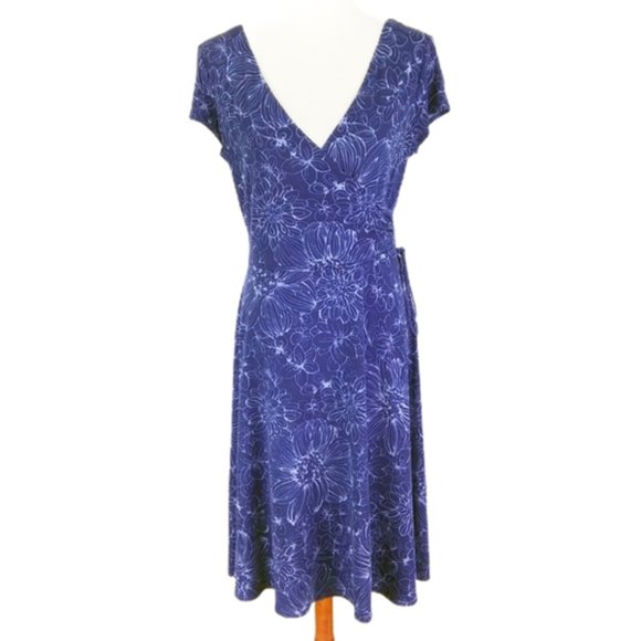 New York & Co Blue Fit Flare Dress Size L - Picture 5 of 7